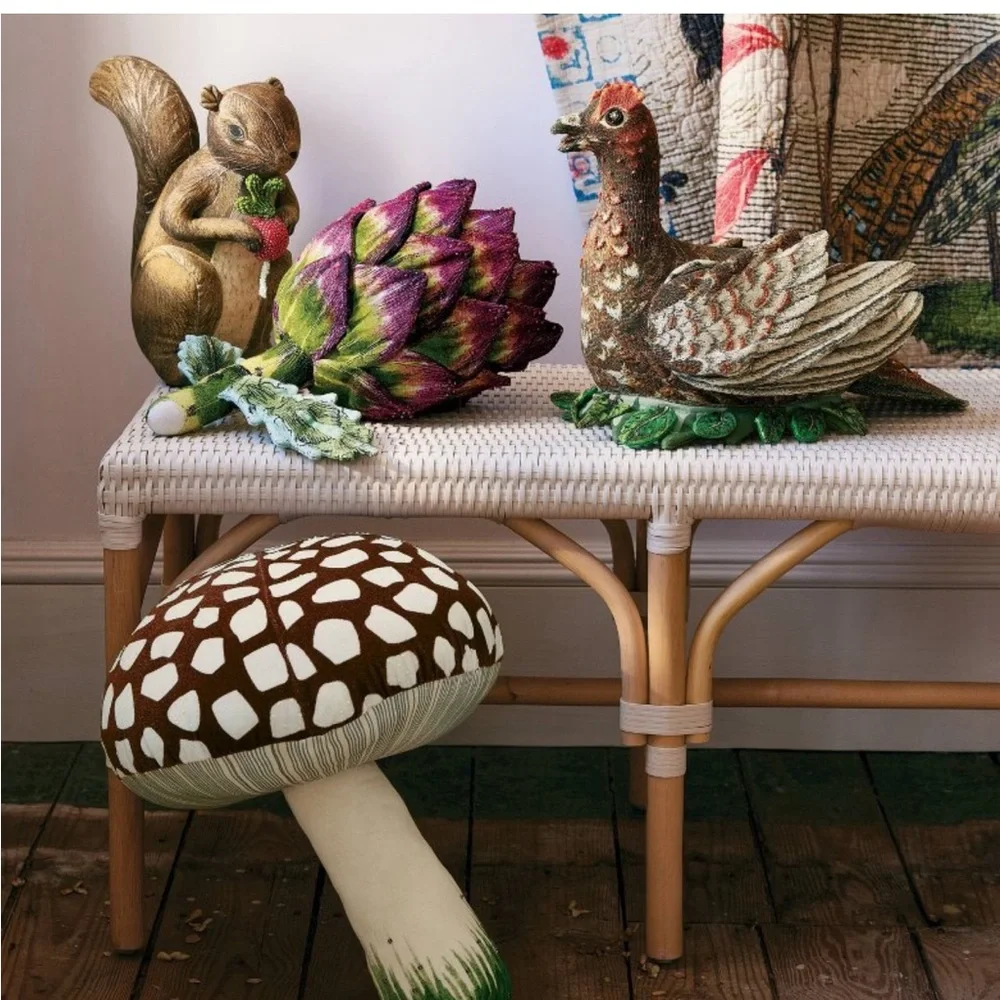 John Derian Beaded Grouse Pillow